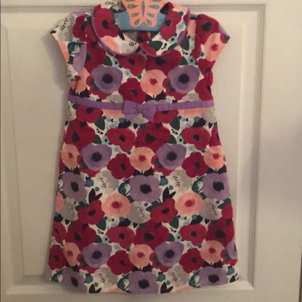 Little Girls Floral Corduroy Dress